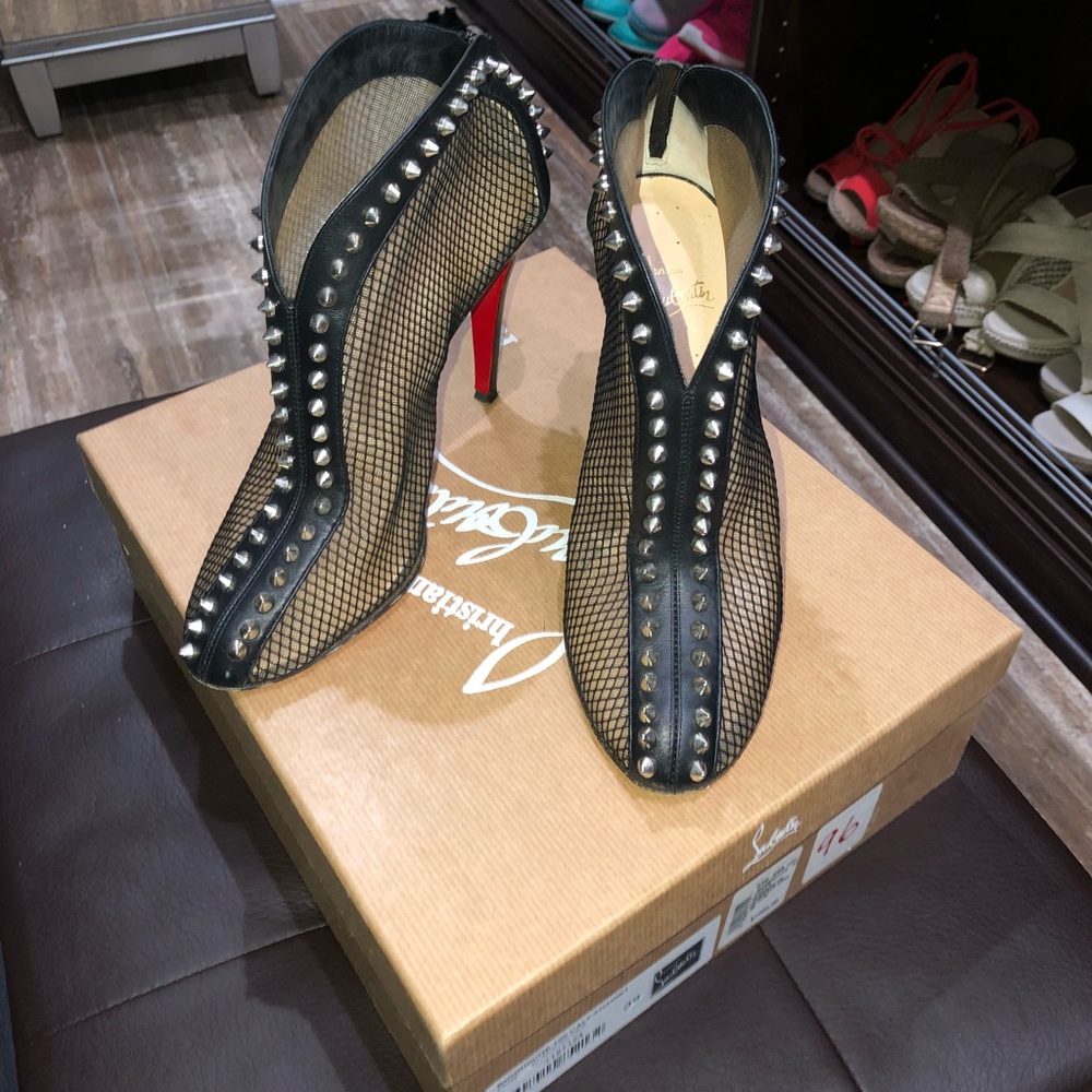 Christian Louboutin Bourriche mesh spiked booties